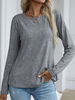 T-shirt Blouse Femme Décontracté à Col Rond avec Manches Longues Unicolore T-shirt Blouse Femme