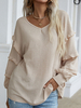 T-shirt Blouse Femme Décontracté à Col V avec Manches Longues Volante Unicolore T-shirt Femme
