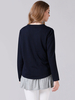 T-shirt Blouse Femme Grande Taille à Col Rond avec Manches Longues Bicolores Blouse Femme