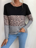 T-shirt Blouse Femme Imprimé à Col Rond avec Manches Longues Blouse Femme