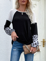 T-shirt Blouse Imprimé Femme à Col Rond avec Manches Longues Blouse Femme