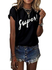 T-shirt Court Décontracté Femme Eté à Col Rond avec Manches Courtes Bicolores T-shirt Eté