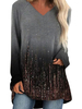 T-shirt Court Femme Décontracté Imprimé à Col V avec Manches Longues T-shirt Femme