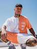 T-shirt de sport pour hommes 2 pièces bloc de couleurs manches courtes col rond orange