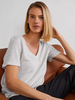 T-shirt en coton à manches courtes et col en V pour femme élégant et décontracté été