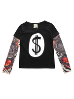 T-shirt en coton à manches tatouées pour tout-petit