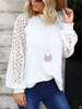 T-shirt en Dentelle Chemisier Femme Blouse Femme Creuant à Col Rond avec Manches Longue Amples Unicolore Chemisier Blanche