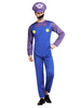 T shirt Ensemble bleu en coton mélangé bicolore Super Mario Bros Déguisements Halloween