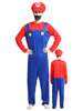 T shirt Ensemble rouge en coton mélangé bicolore Super Mario Bros Déguisements Halloween