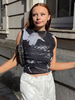 T-shirt Femme Col Bijou Sans Manches Lycra Spandex T-shirt Noir