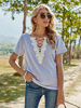 T-Shirt Femme Col Rond Manches Courtes T-shirt Polyester Dentelle Gris Clair
