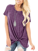T-shirt Femme Court Décontracté à Col Rond avec Manches Courtes Unicolore Tee Shirt Sexy Eté