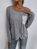 T-shirt Femme Court Femme Dentelle à Col Rond avec Manches Longues Décontracté Unicolore T-shirt Femme