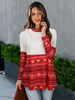 T-shirt femme manches longues t-shirts imprimés rouge imprimé col bijou mélange de coton automne; hiver