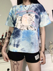 T-Shirt Gothique Femme Top Coton Bleu Tops Manches Courtes