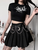 T-shirt Gothique Femme Top Coton Gothique Noir Manches Courtes Tops Rétro