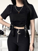 T-shirt Gothique Femme Top Coton Manches Courtes Gothique Noir