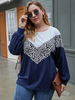 T-shirt Grande Taille Femme Court Imprimé Léopard Décontractés à Col Rond avec Manches Longues Amples Tricolores