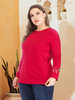 T-shirt grande taille pour femme T-shirt long à col bijou rouge T-shirt décontracté surdimensionné