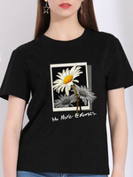 T-shirt graphique Daisy Floral Print Tees manches courtes