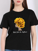 T-shirt graphique tournesol T-shirts manches courtes en coton à col bijou