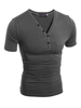 T-shirt hommes 2021 décontracté Col V Bouton Slim Fit manches courtes T-shirt