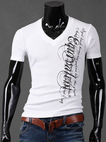 T-shirt hommes 2021 Manches courtes T-shirt Coton V Imprimé Lettres cou T-shirt Hommes Casual