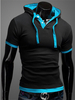 T-shirt hommes 2021 Noir T-shirt couleur à capuchon Bloc T Casual Top Drawstring