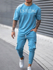 T-shirt imprimé bleu clair ensemble sport 2 pièces col rond