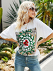 T-Shirt Imprimé Courte à Col Rond avec Manches Courtes Tee Shirt Eté Femme