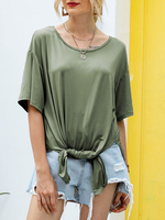 T-shirt manches courtes surdimensionné noueuse T-shirts pour les femmes