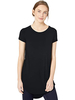 T-shirt noir pour femme à manches courtes en coton à col bijou