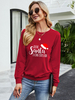 T-shirt Noël Court Femme Imprimé à Col Rond avec Manches Longues T-shirt Femme