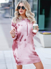 T-shirt Sweat Femme Robe Imprimé à Capuche avec Manches Longues Bicolores Robe Femme