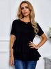 T-shirt Top Femmes Manches Courtes à Col Rond Coupe Cintrée Bas Evasée Unicolore T-shirt Femmes