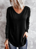 T-shirt Top Femmes Manches Longues à Col Rond Courte Unicolore T-shirt Femmes