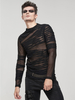 T-shirt tricoté style punk pull à manches longues chemises tendance transparentes