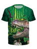T-shirt vert hommes col rond manches courtes imprimé 3D haut décontracté