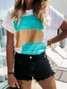 T-shirts à manches courtes pour femmes T-shirt imprimé en coton à manches courtes et col bijou