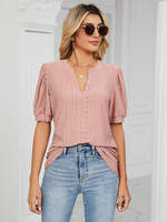 T-shirts À Manches Courtes Rose Claire T-shirt À Col En V Pour Femmes