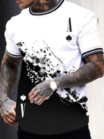 T-shirts blanc noir Classique Col rond Imprimé Manches Courtes