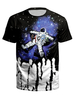 T-shirts bleus Hommes Jewel Neck Imprimé T-shirt à manches courtes