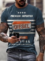T-shirts Chic bleu foncéCol Rond Imprimé Manches Courtes