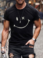 T-shirts Chic col rond Imprimé Manches Courtes unicolore