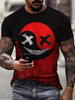 T-shirts Chic col rond imprimé rouge noir Manches courtes
