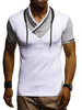 T-shirts Chic Col V Colour Block Manches Courtes