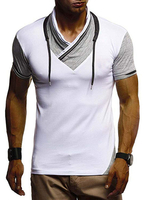 T-shirts Chic Col V Colour Block Manches Courtes