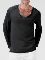 T-shirts Chic Col V Manches Longues Simple unicolore