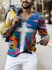 T-shirts Chic Jewel Neck Imprimé Manches longues