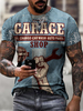 T-shirts Classique Bleu Col Rond Imprimé Manches Courtes